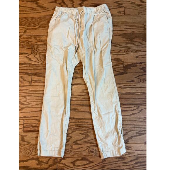 Caribbean Mens Beige Solid Drawstring Elastic Waist Flex Jogger Pants Size 36X32 - Picture 1 of 7